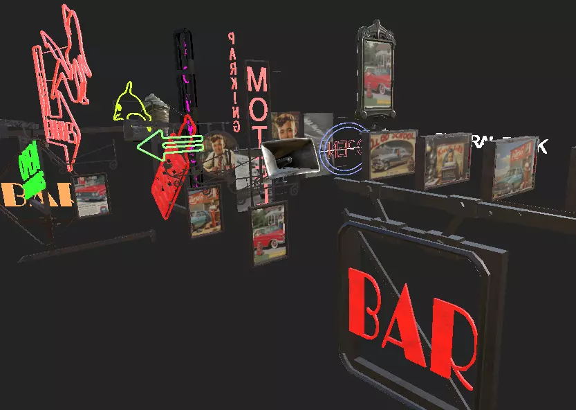 Old School Sign Advertising Pack Low-poly 3D model_0