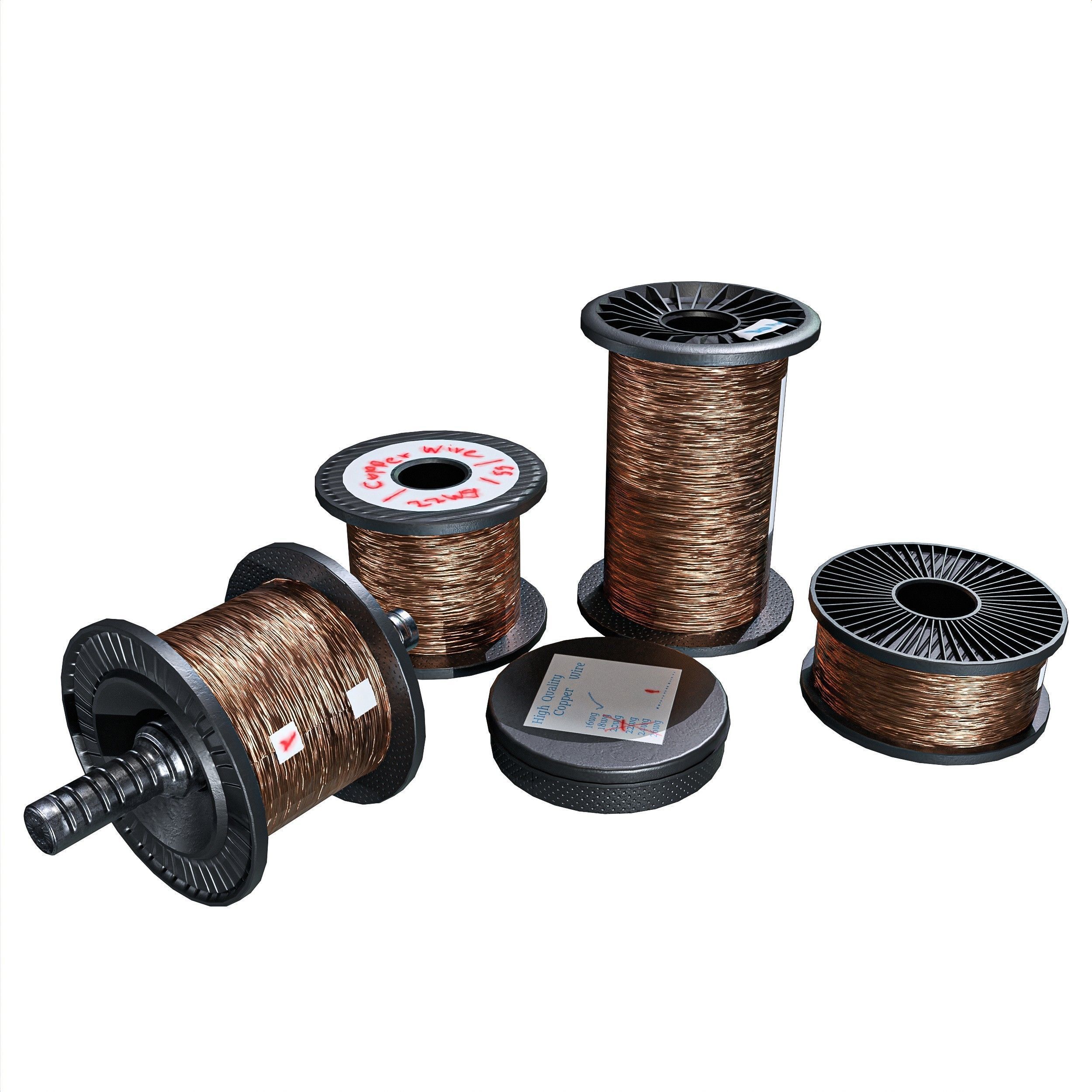 Winding Coil Roll Pack Low-poly 3D model_9