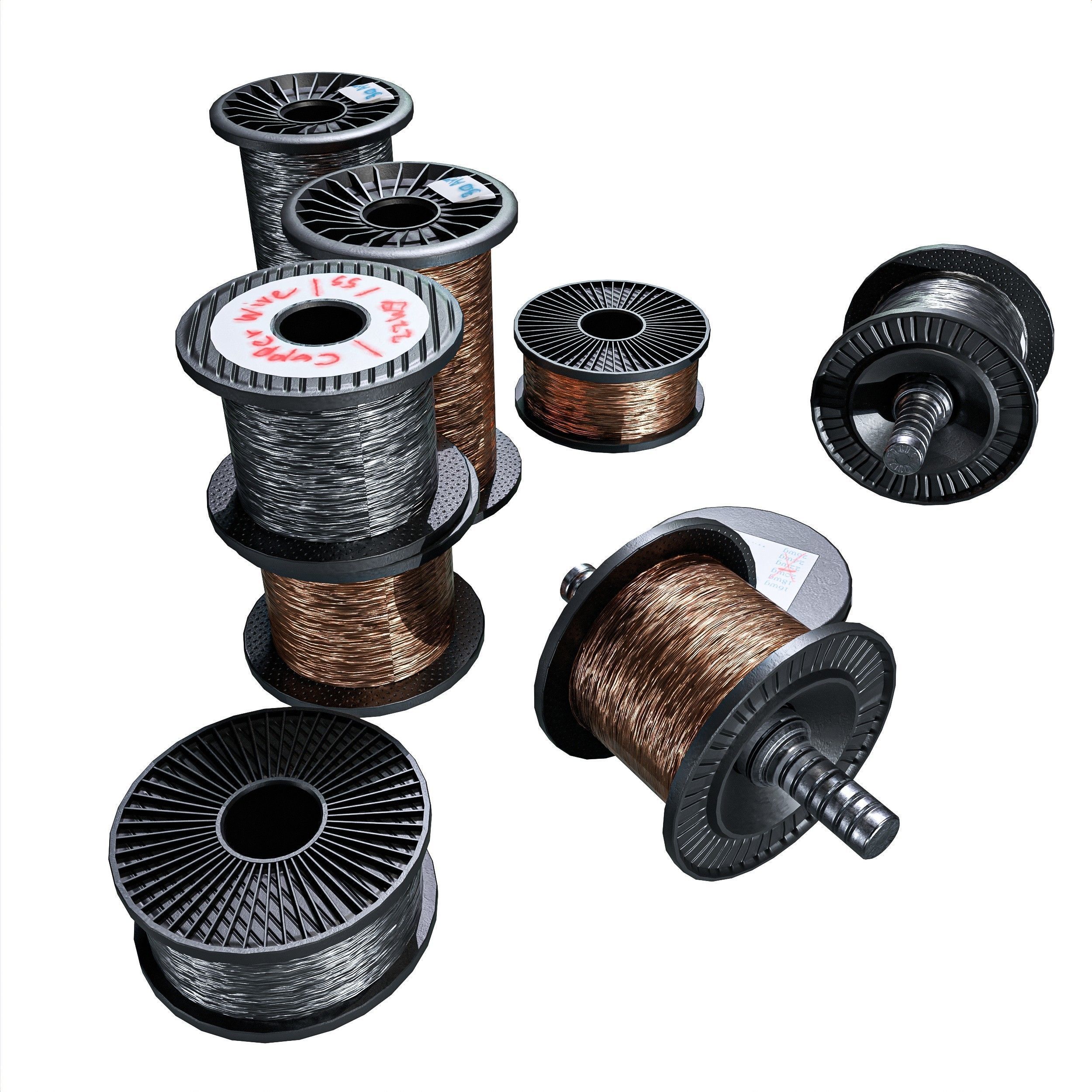 Winding Coil Roll Pack Low-poly 3D model_4