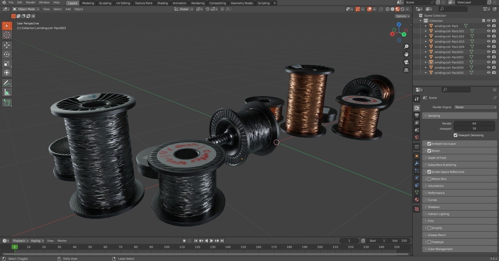 Winding Coil Roll Pack Low-poly 3D model_20