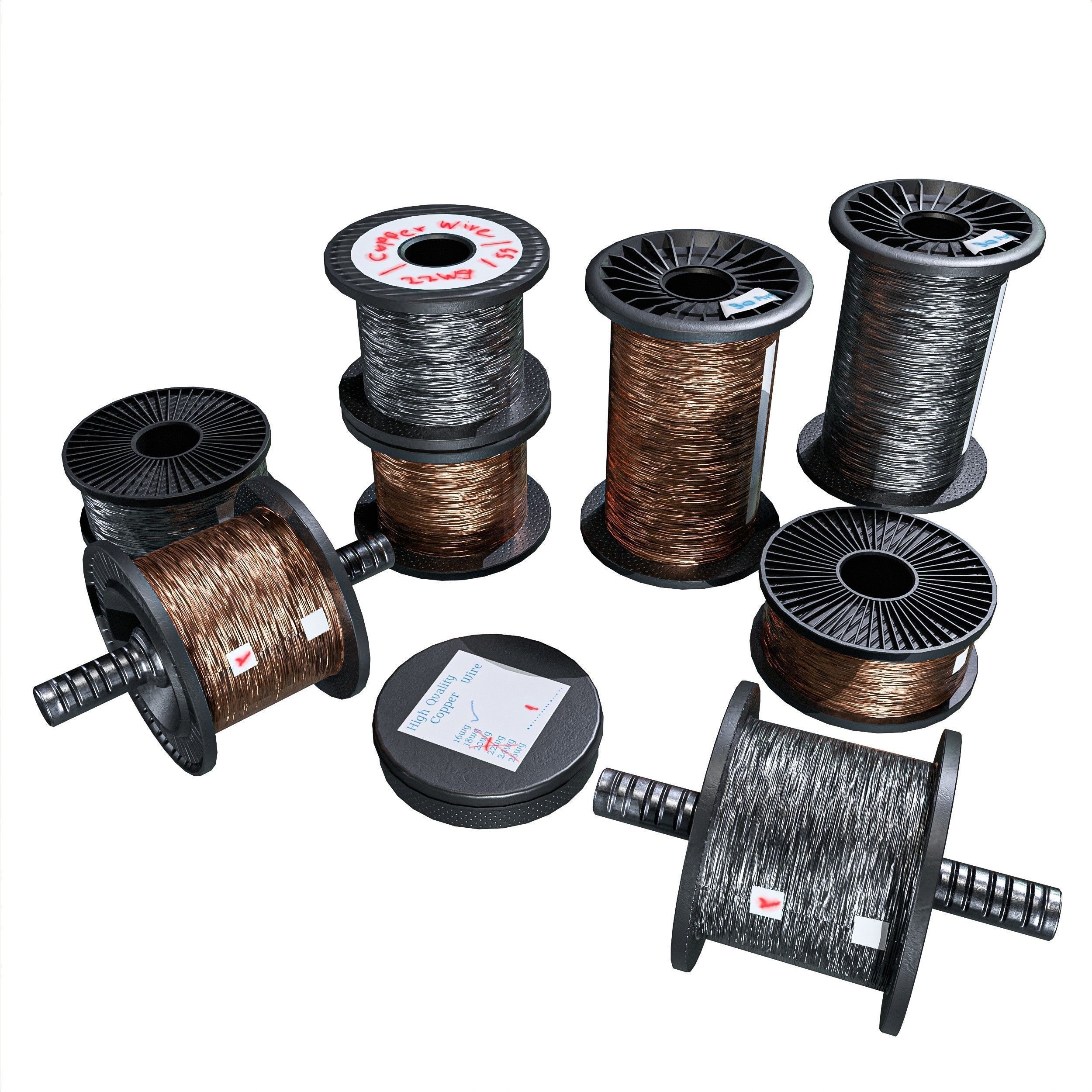 Winding Coil Roll Pack Low-poly 3D model_2