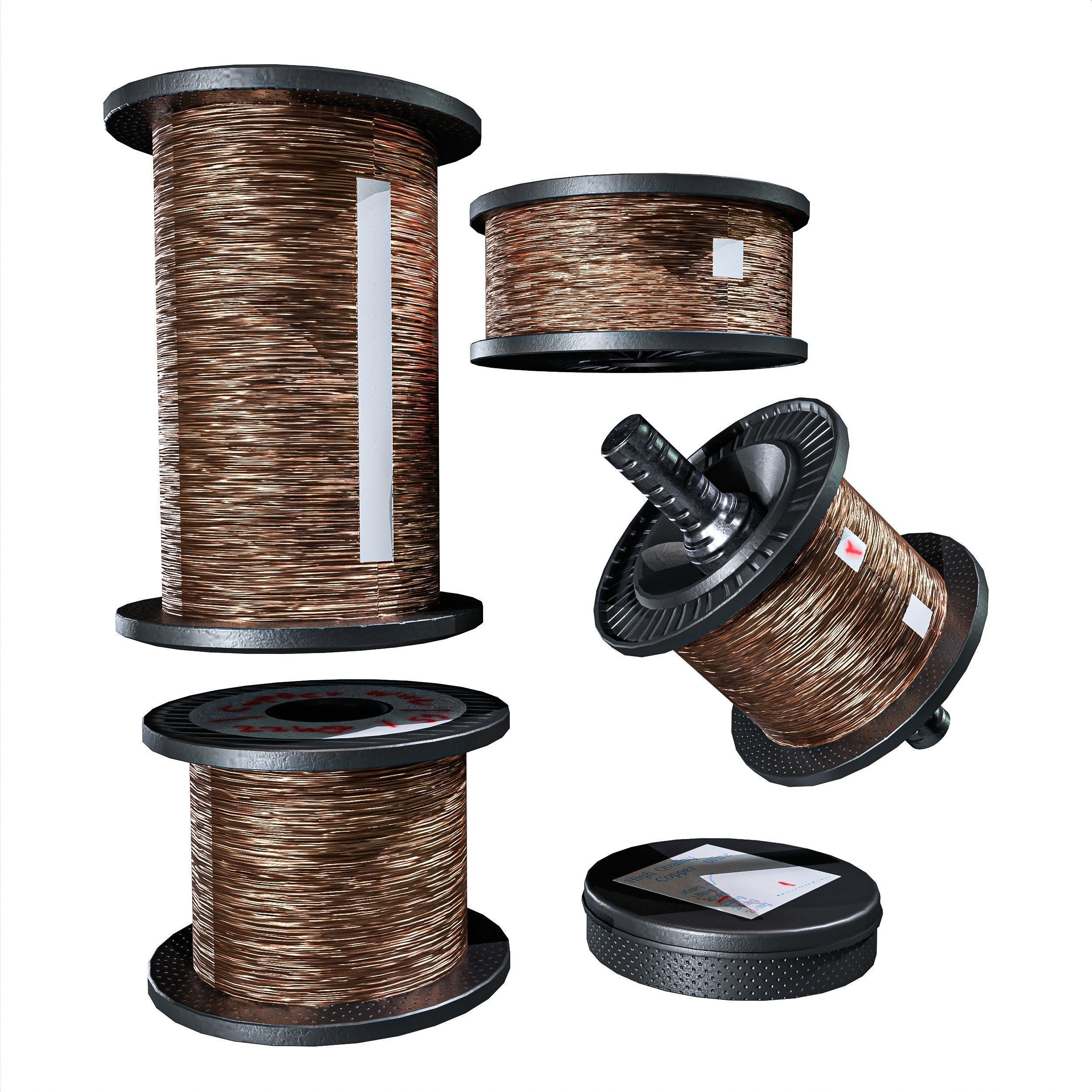 Winding Coil Roll Pack Low-poly 3D model_16