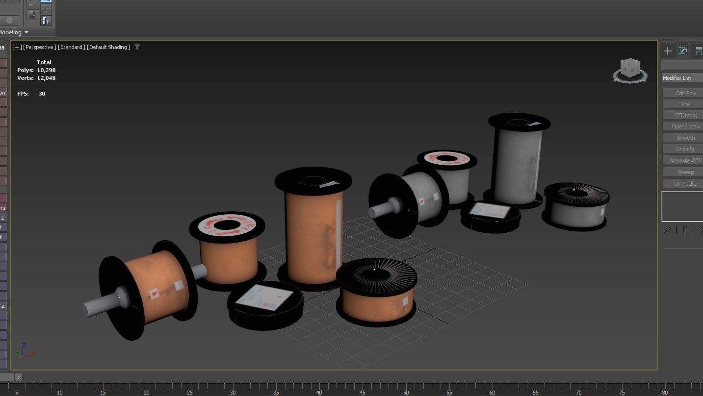 Winding Coil Roll Pack Low-poly 3D model_19