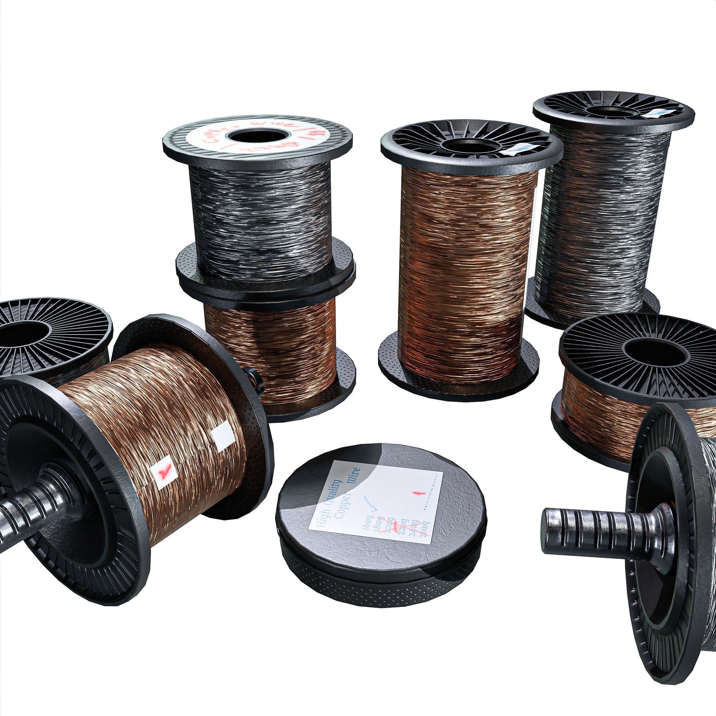 Winding Coil Roll Pack Low-poly 3D model_3