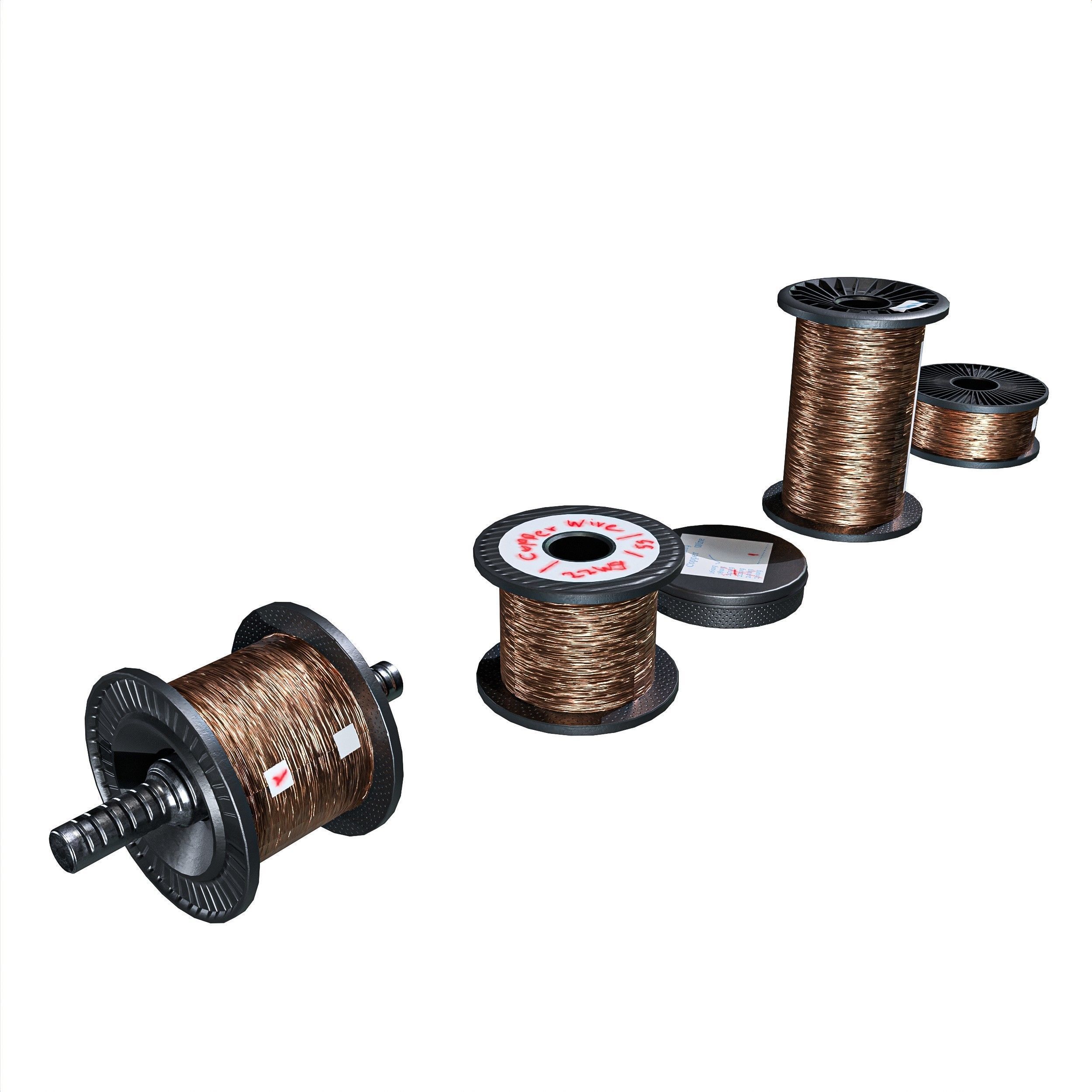 Winding Coil Roll Pack Low-poly 3D model_12