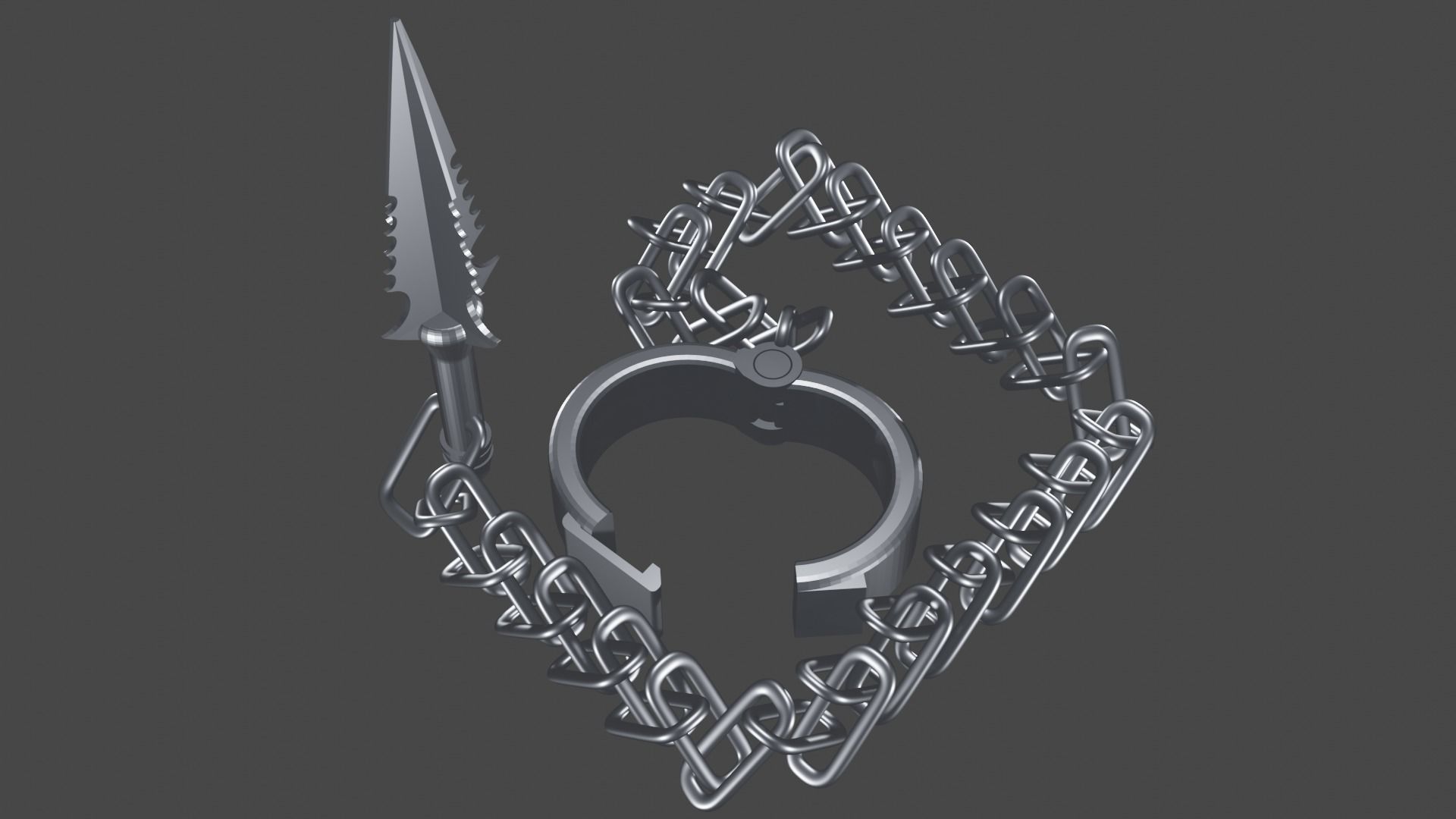Kunai with Chain and Wrist Cuff 3D print model_3