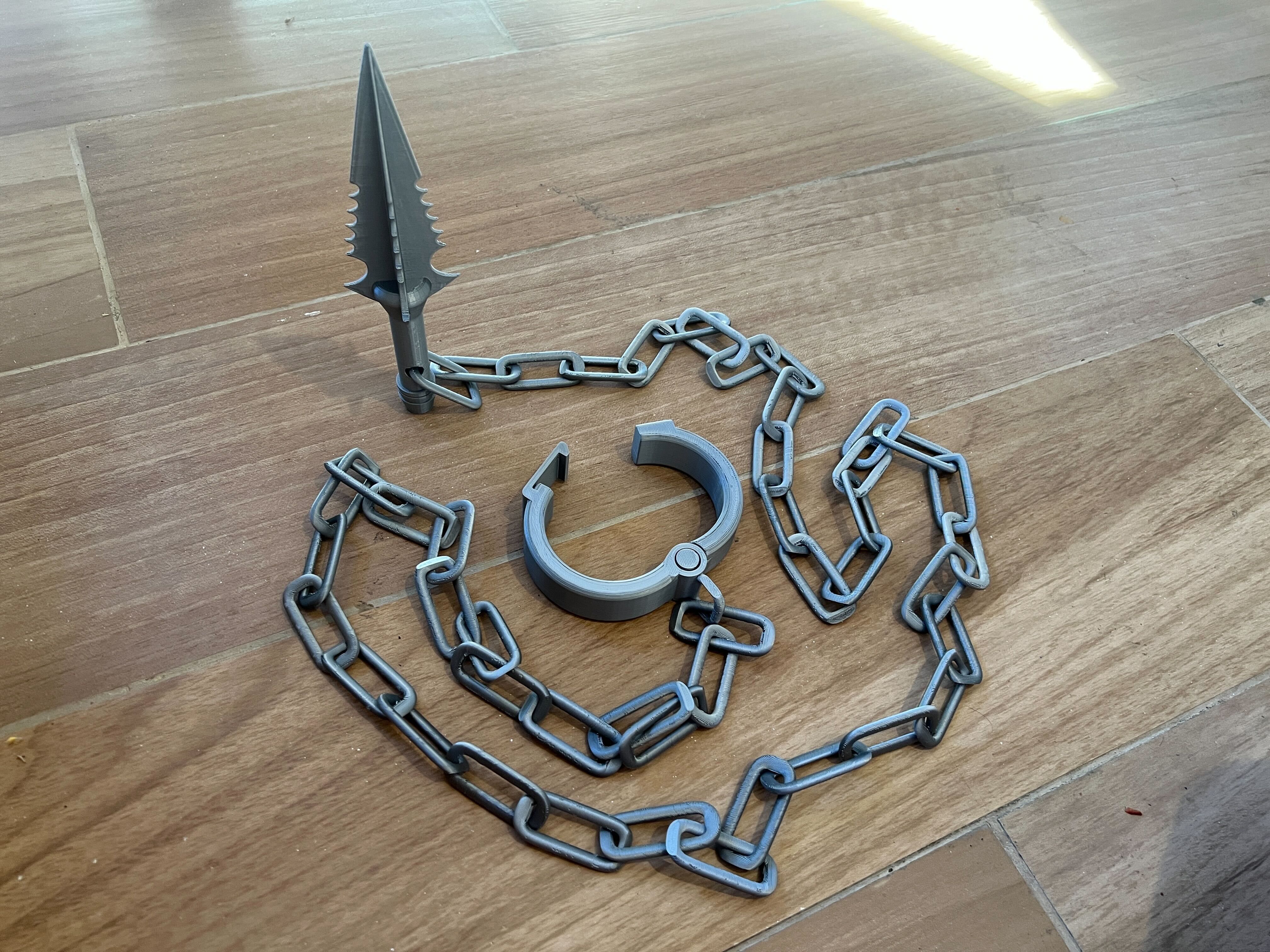 Kunai with Chain and Wrist Cuff 3D print model_2