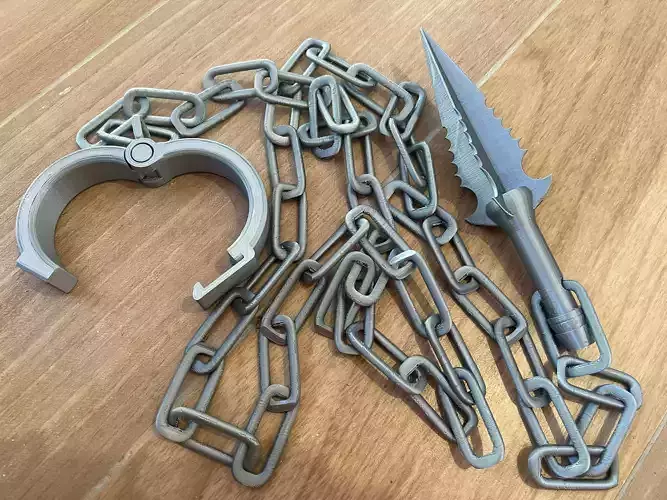 Kunai with Chain and Wrist Cuff 3D print model