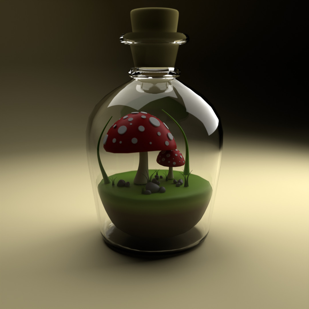 Mushroom in a bottle 3D model_1