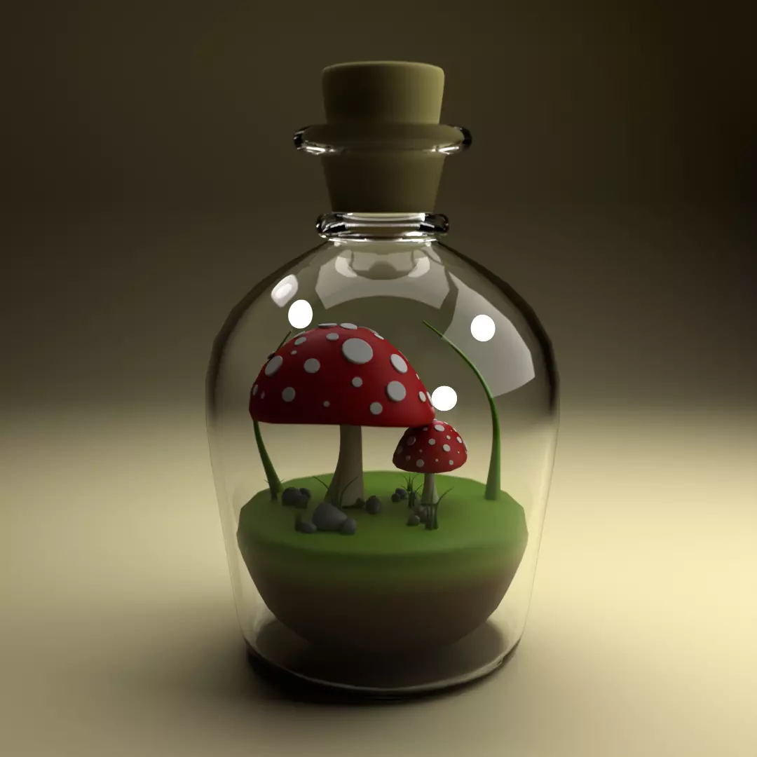 Mushroom in a bottle 3D model_0
