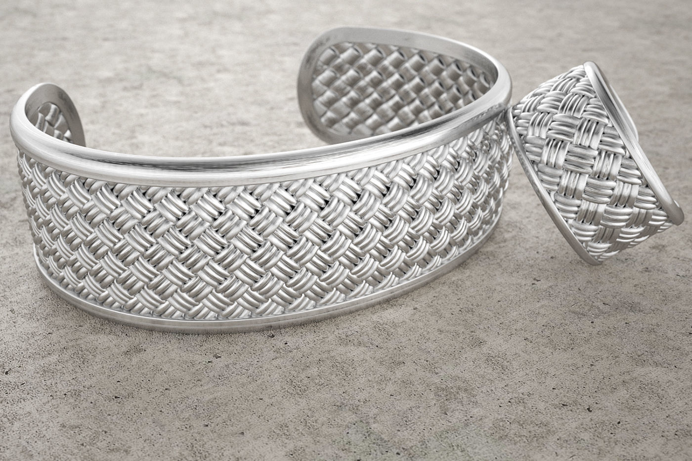 Weave ring and Bracelet Free 3D print model_3