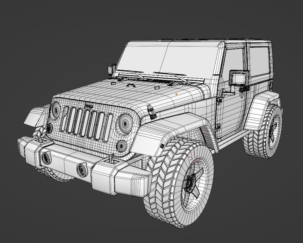 Jeep Wrangler 2010 2 Door Game Ready 3D Model Low-poly 3D model_4
