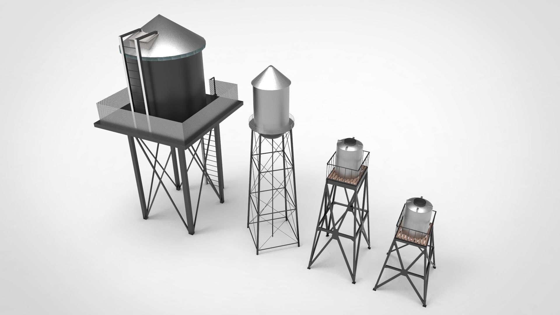 Water tower model 3D model_1
