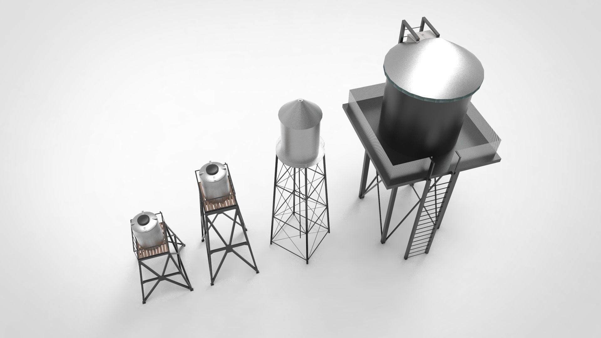 Water tower model 3D model_3