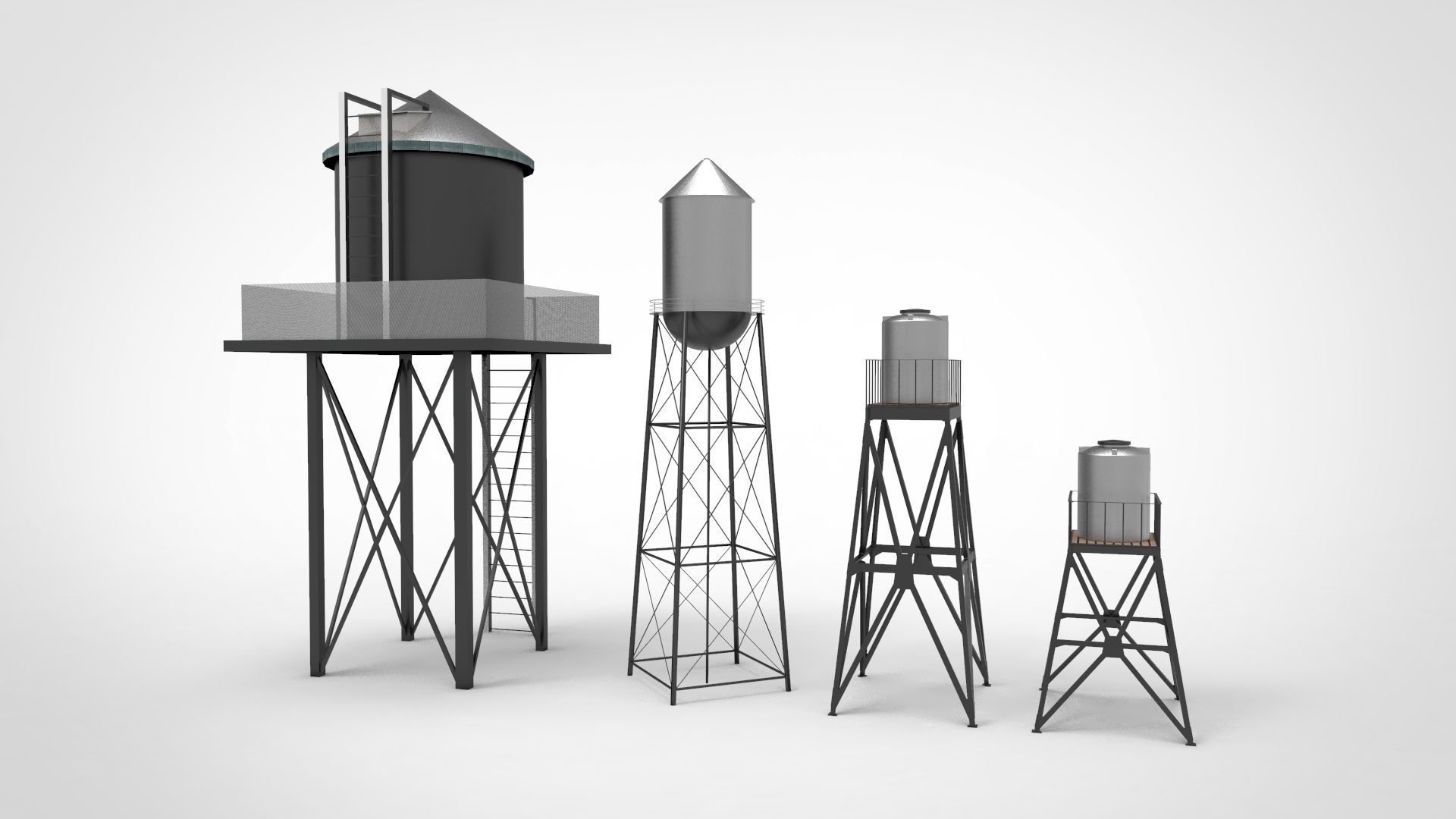 Water tower model 3D model_2