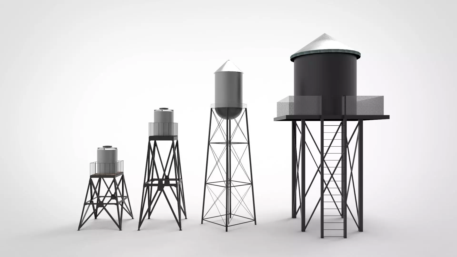 Water tower model 3D model_0