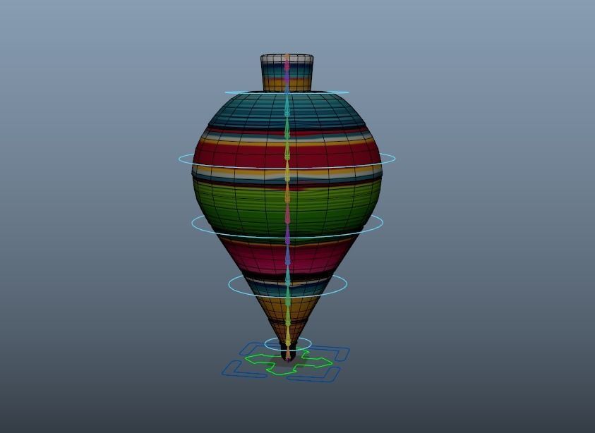 Mexican Toy - Trompo - Ready Game - Rigged Low-poly 3D model_6