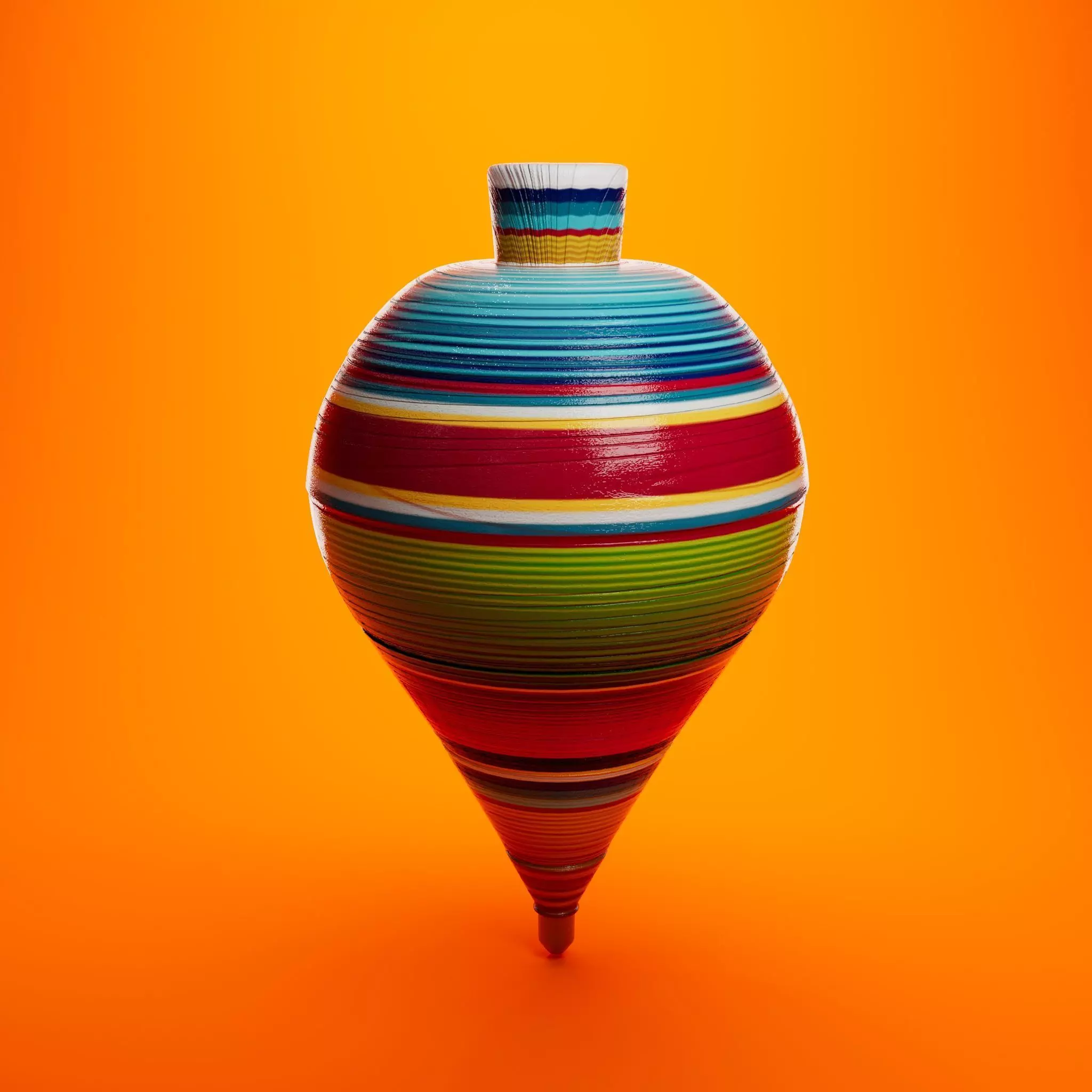 Mexican Toy - Trompo - Ready Game - Rigged Low-poly 3D model_0