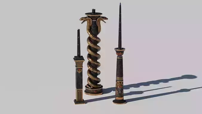 OB 02 Egyptian Necromancer Kit - 01 - Candles and Holders Low-poly 3D model