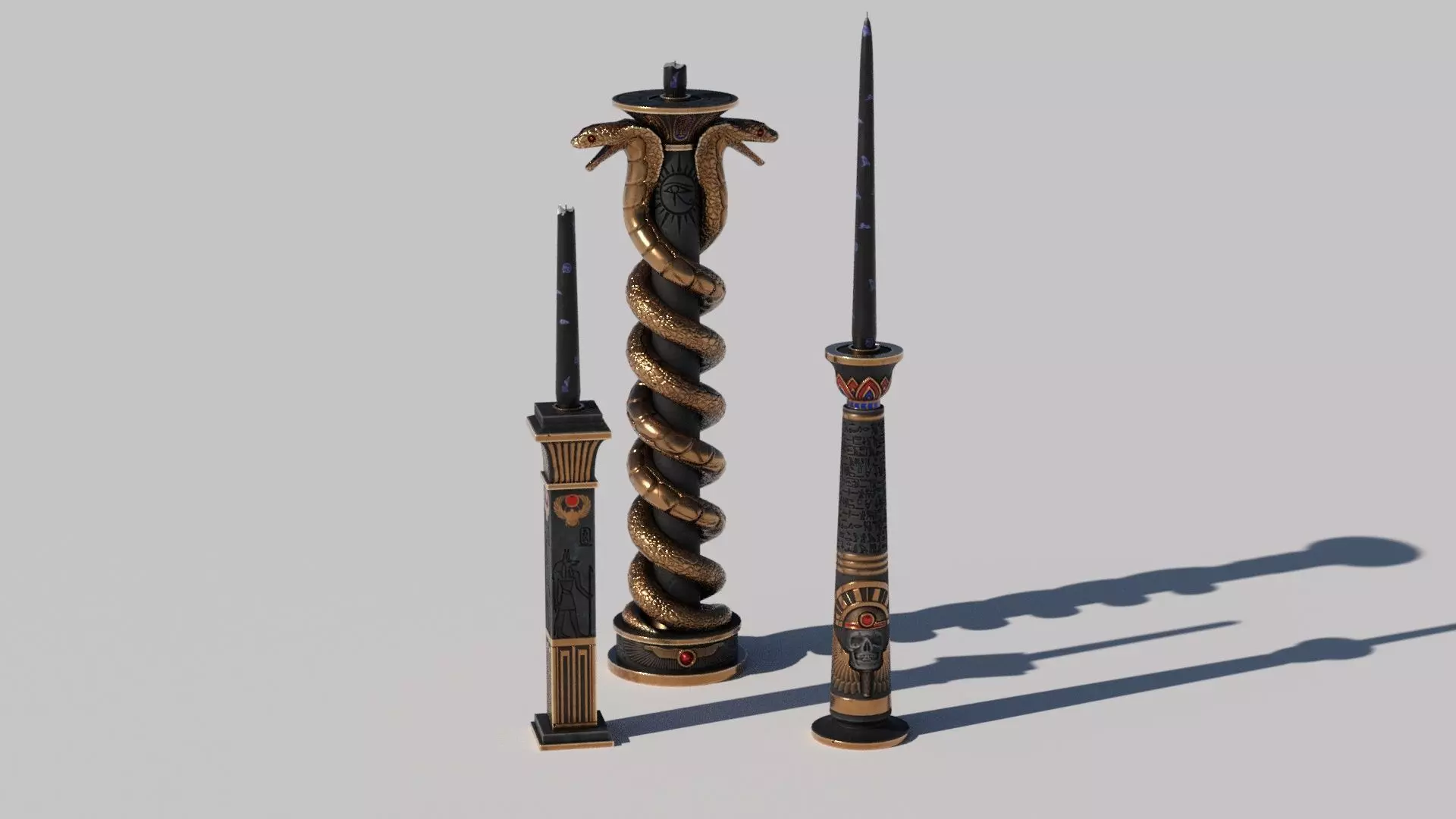 OB 02 Egyptian Necromancer Kit - 01 - Candles and Holders Low-poly 3D model_0
