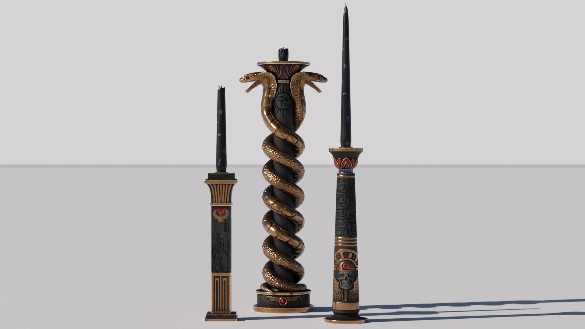 OB 02 Egyptian Necromancer Kit - 01 - Candles and Holders Low-poly 3D model_10