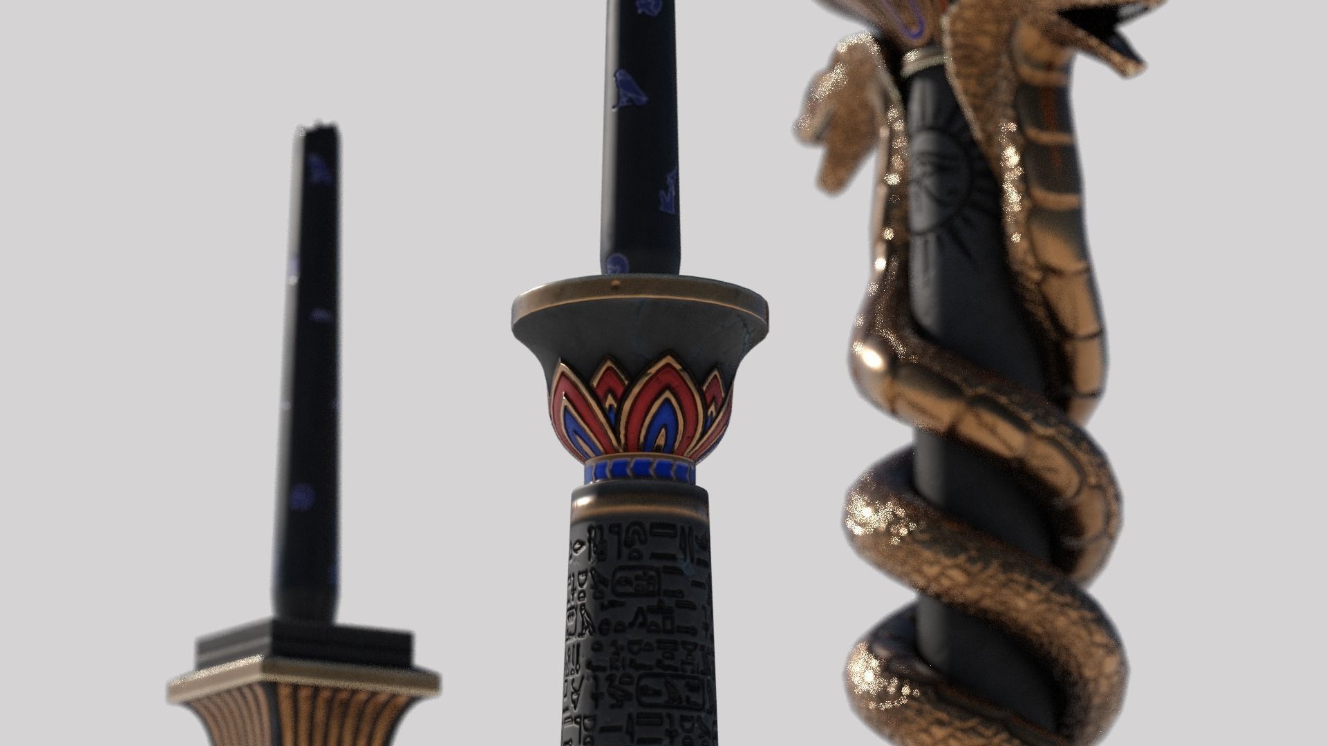 OB 02 Egyptian Necromancer Kit - 01 - Candles and Holders Low-poly 3D model_4