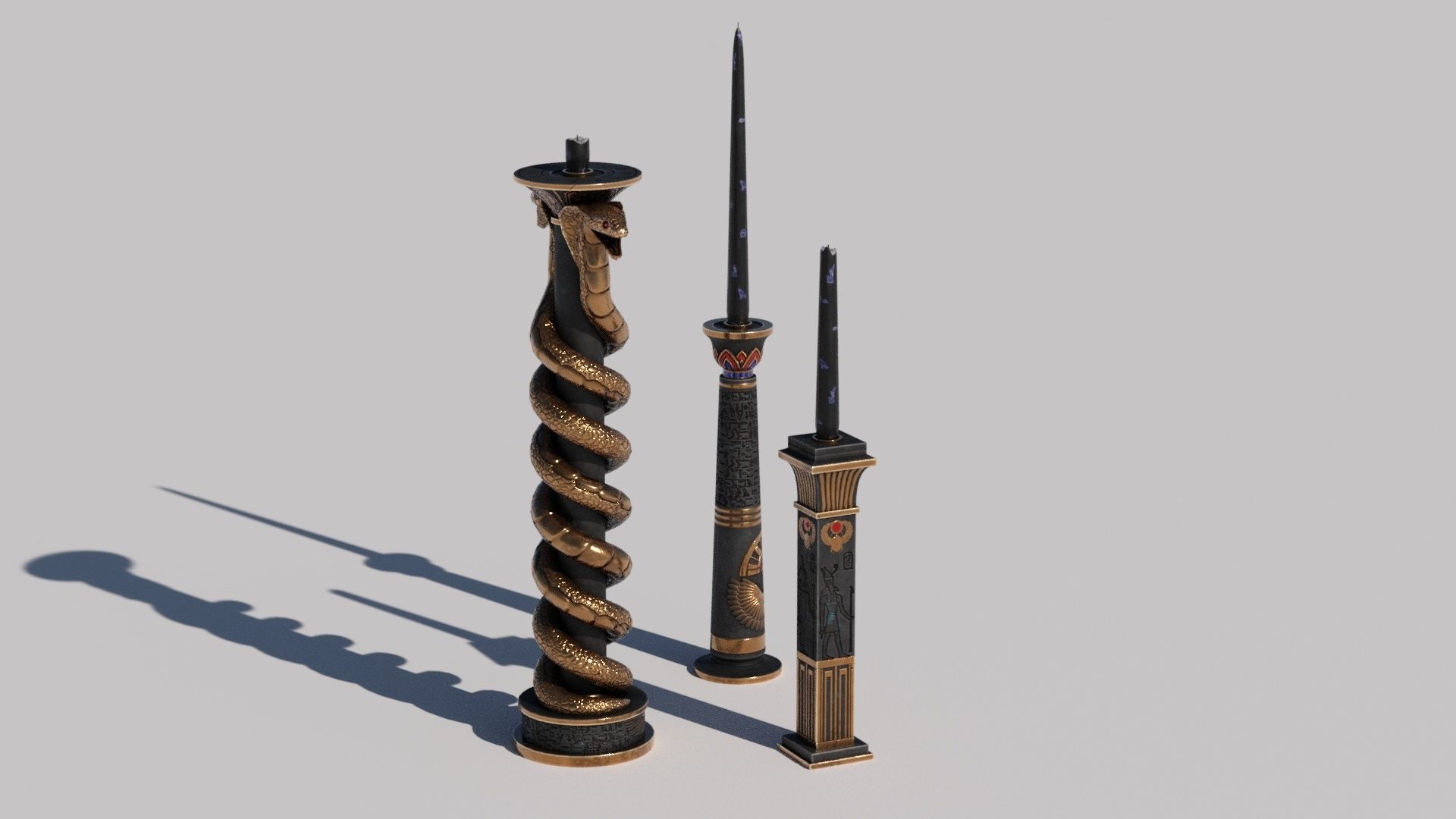 OB 02 Egyptian Necromancer Kit - 01 - Candles and Holders Low-poly 3D model_8