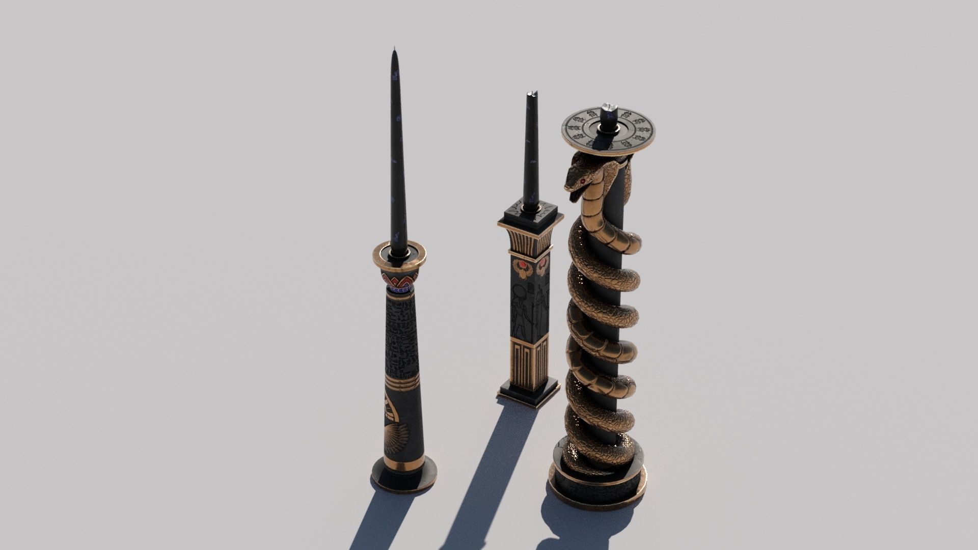 OB 02 Egyptian Necromancer Kit - 01 - Candles and Holders Low-poly 3D model_7
