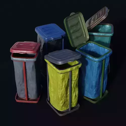  Trash Bin Low-poly 3D model