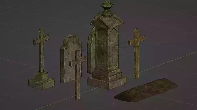 PSX aesthetic graves Low-poly 3D model