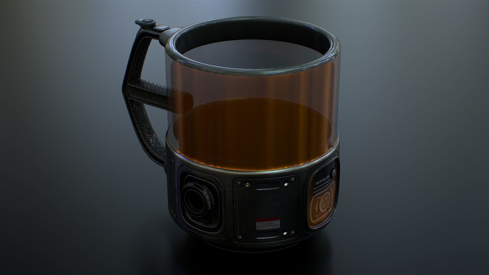 Sci Fi Mug with Camera Low-poly 3D model_15