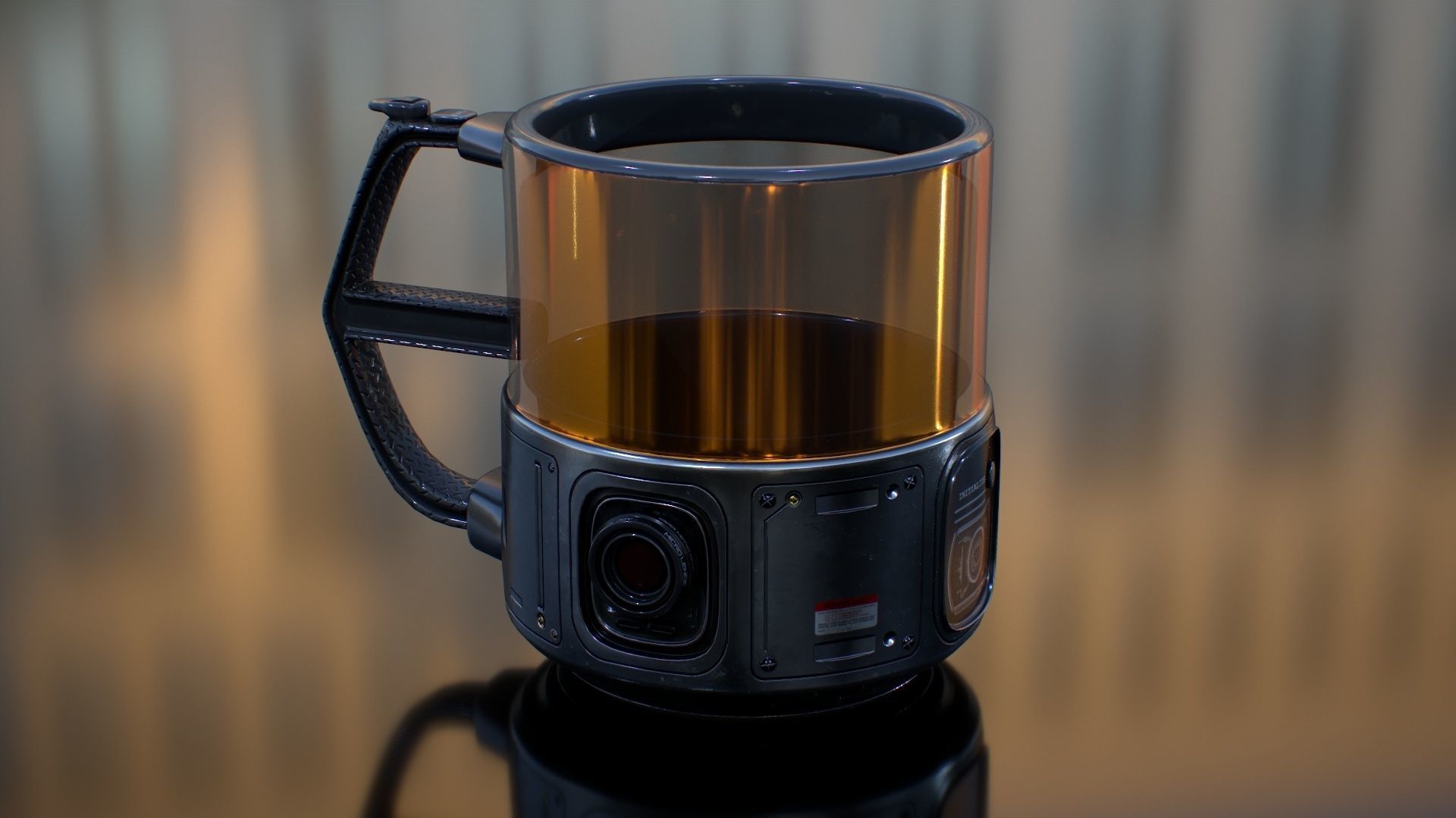 Sci Fi Mug with Camera Low-poly 3D model_6