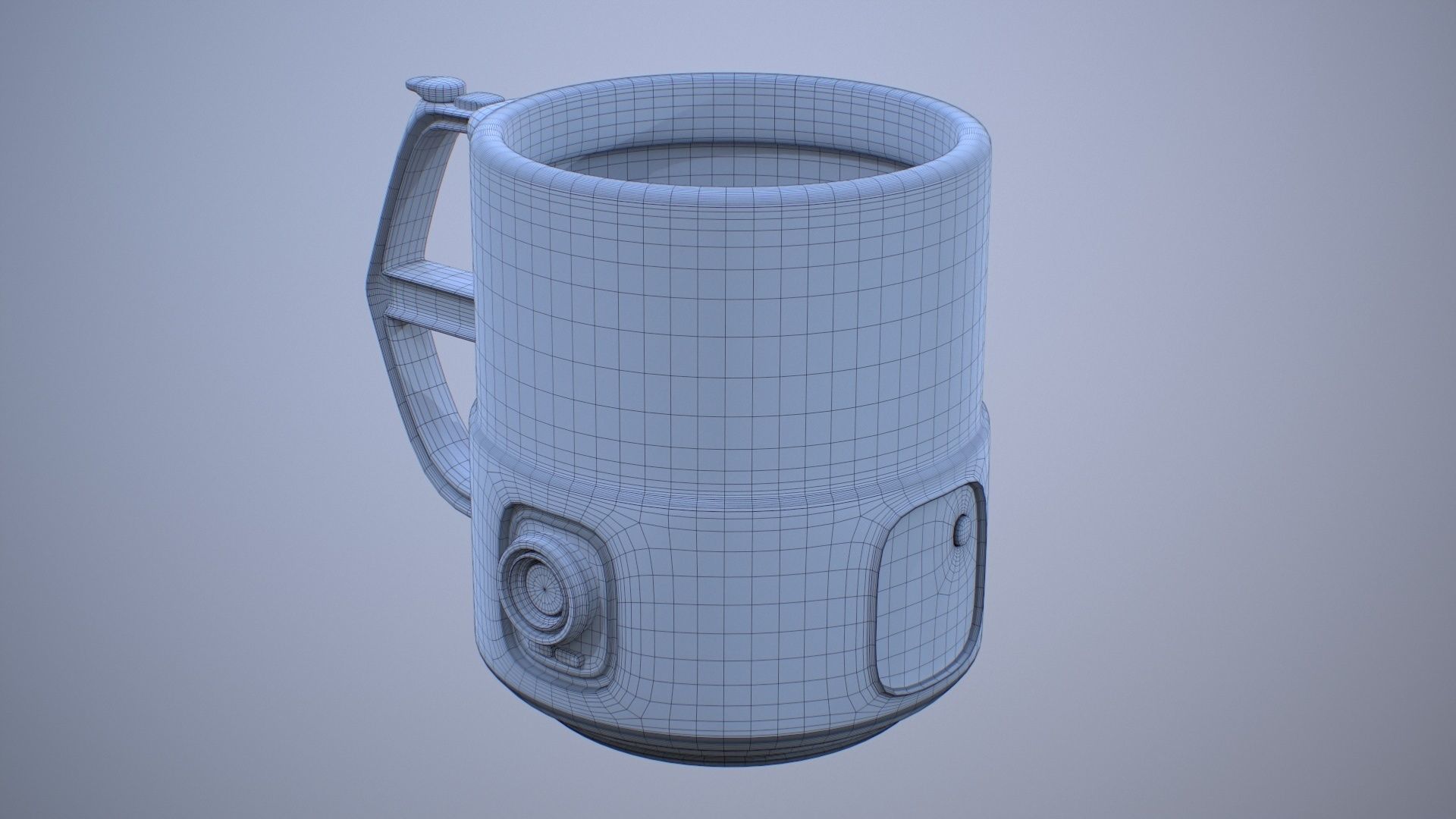 Sci Fi Mug with Camera Low-poly 3D model_23