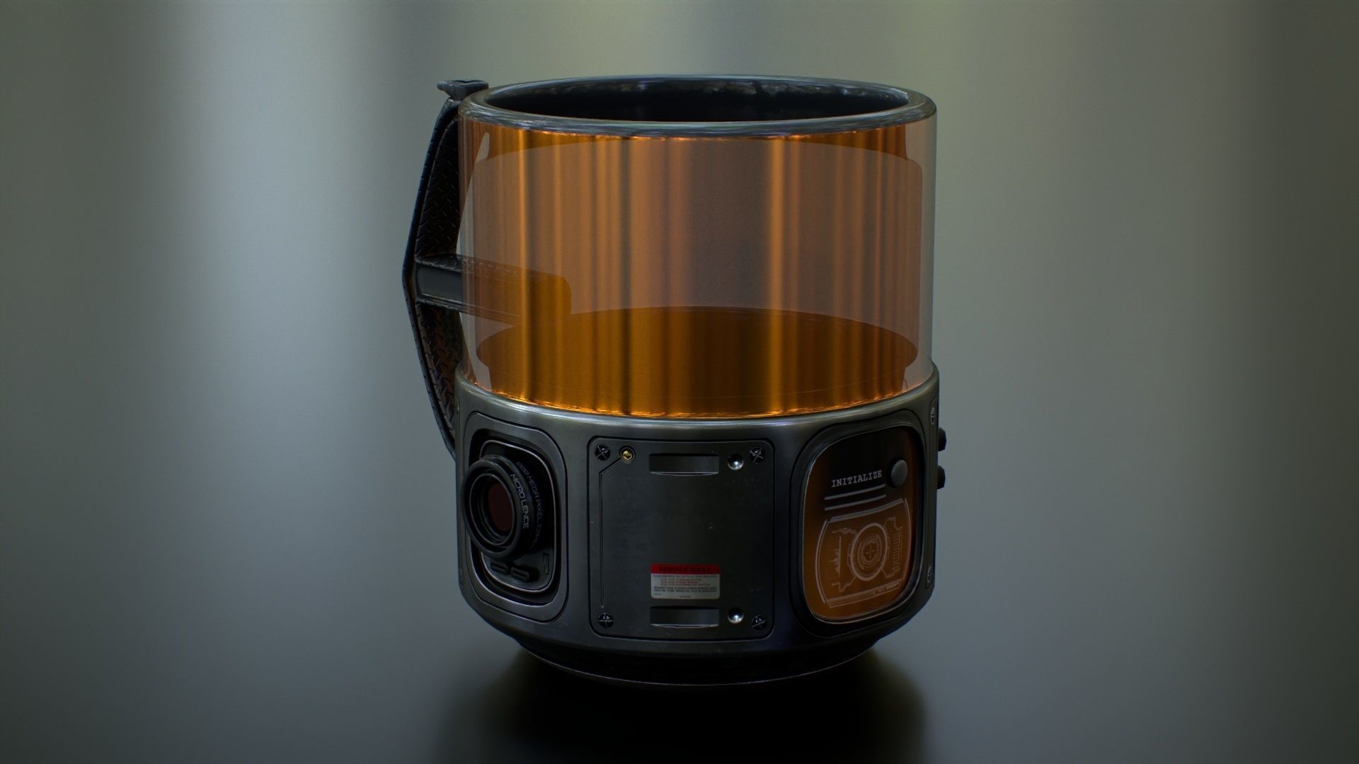 Sci Fi Mug with Camera Low-poly 3D model_3