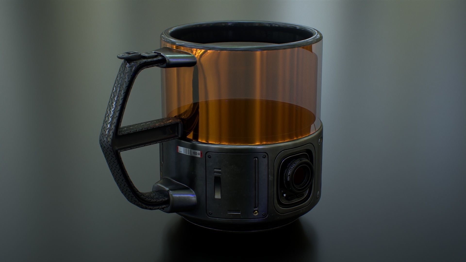 Sci Fi Mug with Camera Low-poly 3D model_14