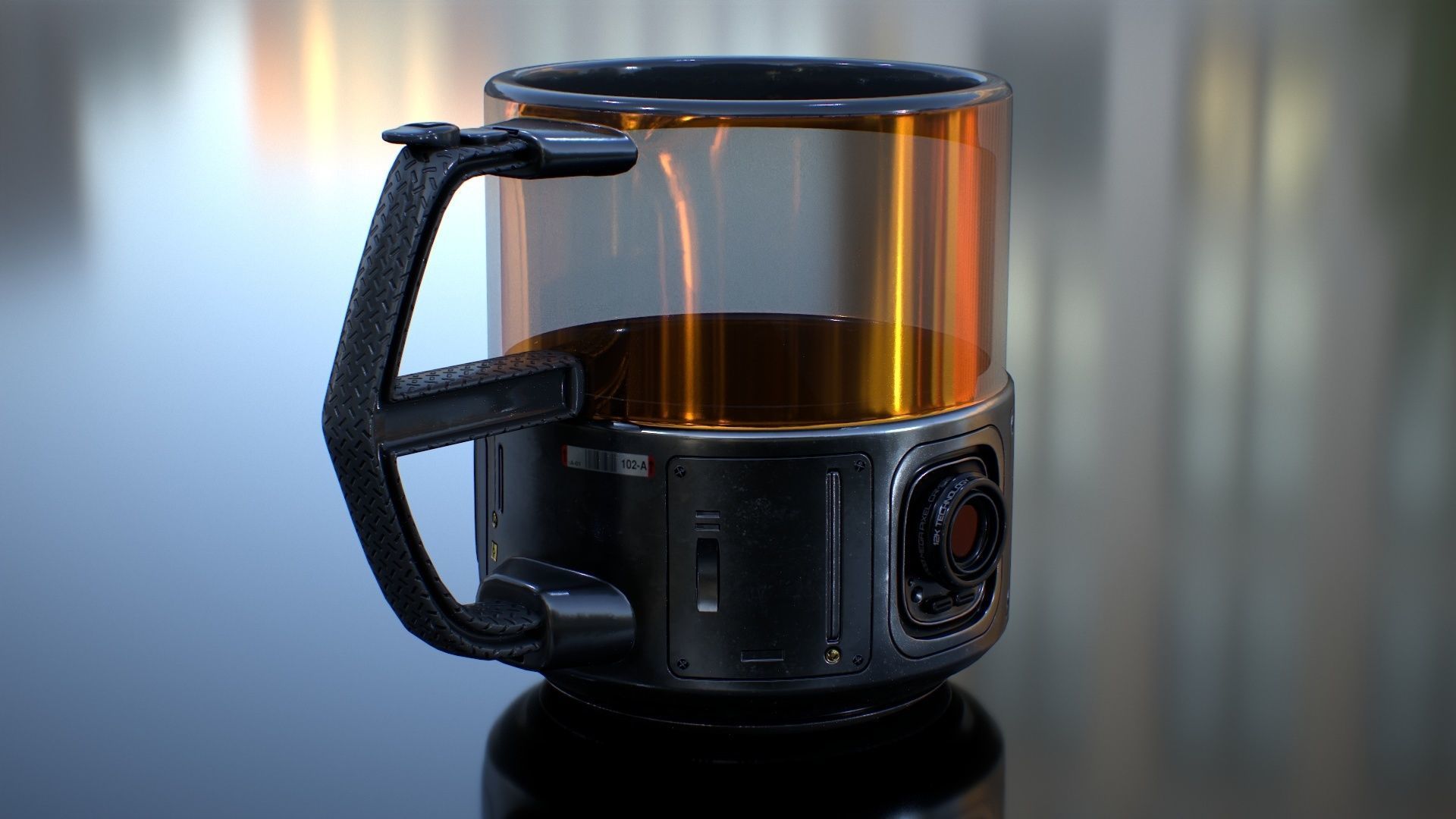 Sci Fi Mug with Camera Low-poly 3D model_10
