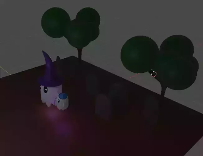Ghosts on cemetery Low-poly 3D model
