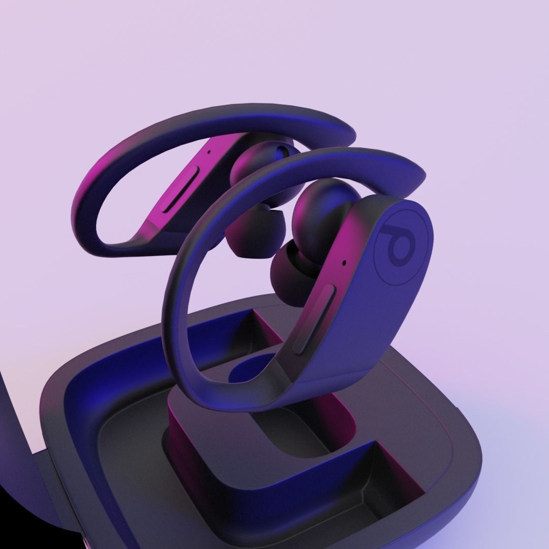 BEATS POWERBEATS PRO NAVY Low-poly 3D model_6