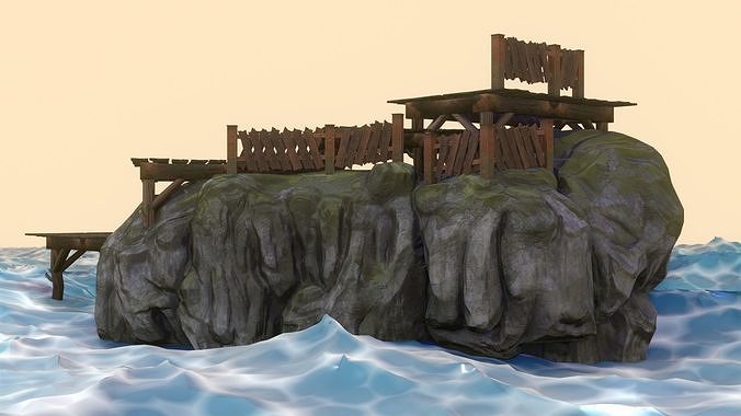 rock with dock 3D model