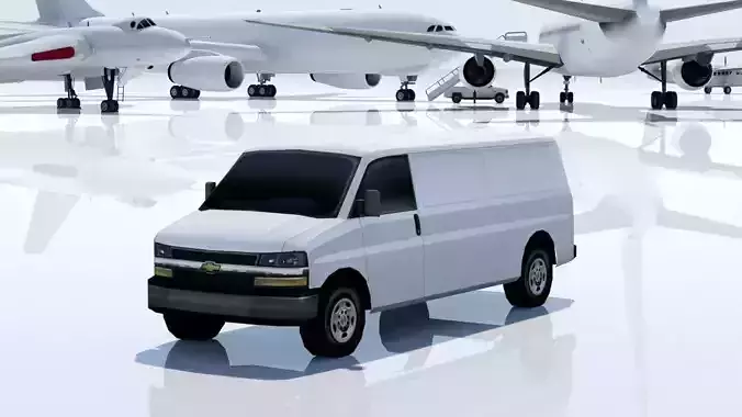 Chevy Van Express Static Low Poly Parking lot