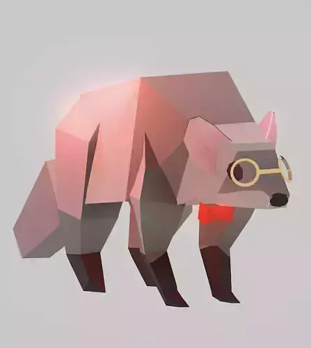 Low poly raccoon  3D print model