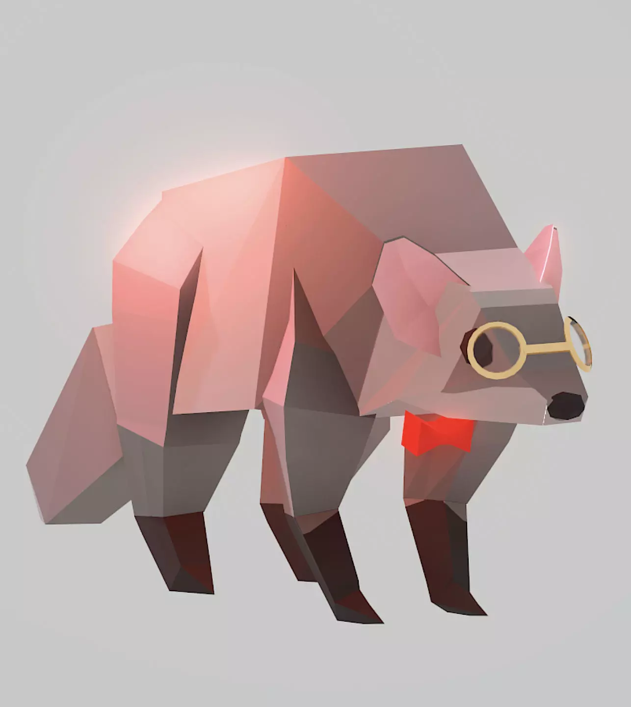 Low poly raccoon 3D print model