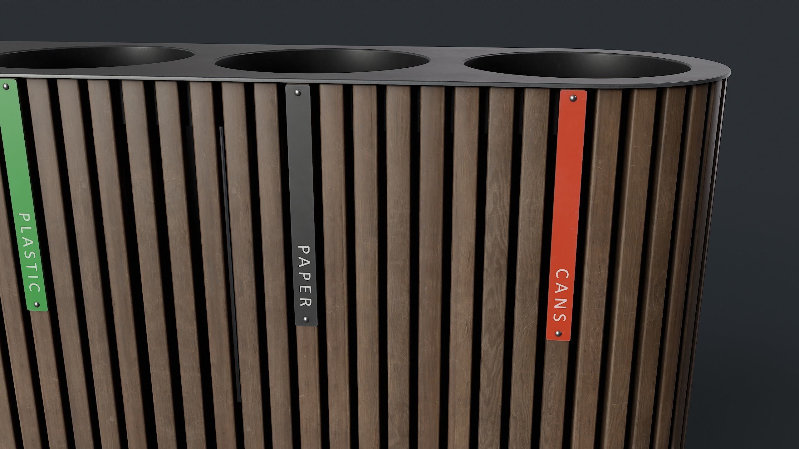 Street Trash Can 44 PBR Game Ready Low-poly 3D model_13