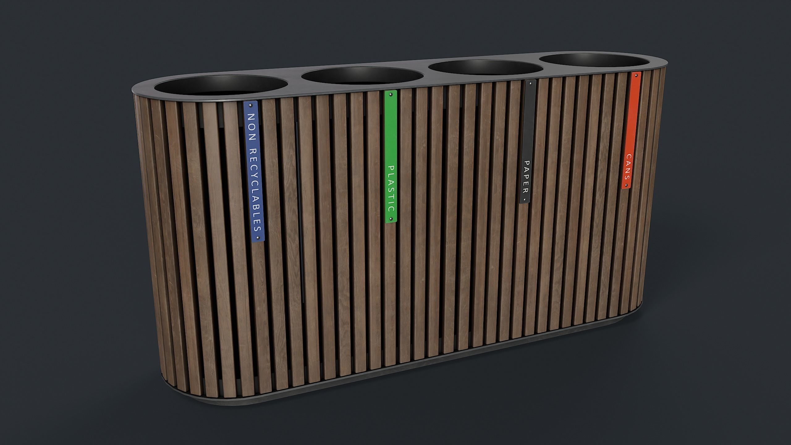 Street Trash Can 44 PBR Game Ready Low-poly 3D model_1