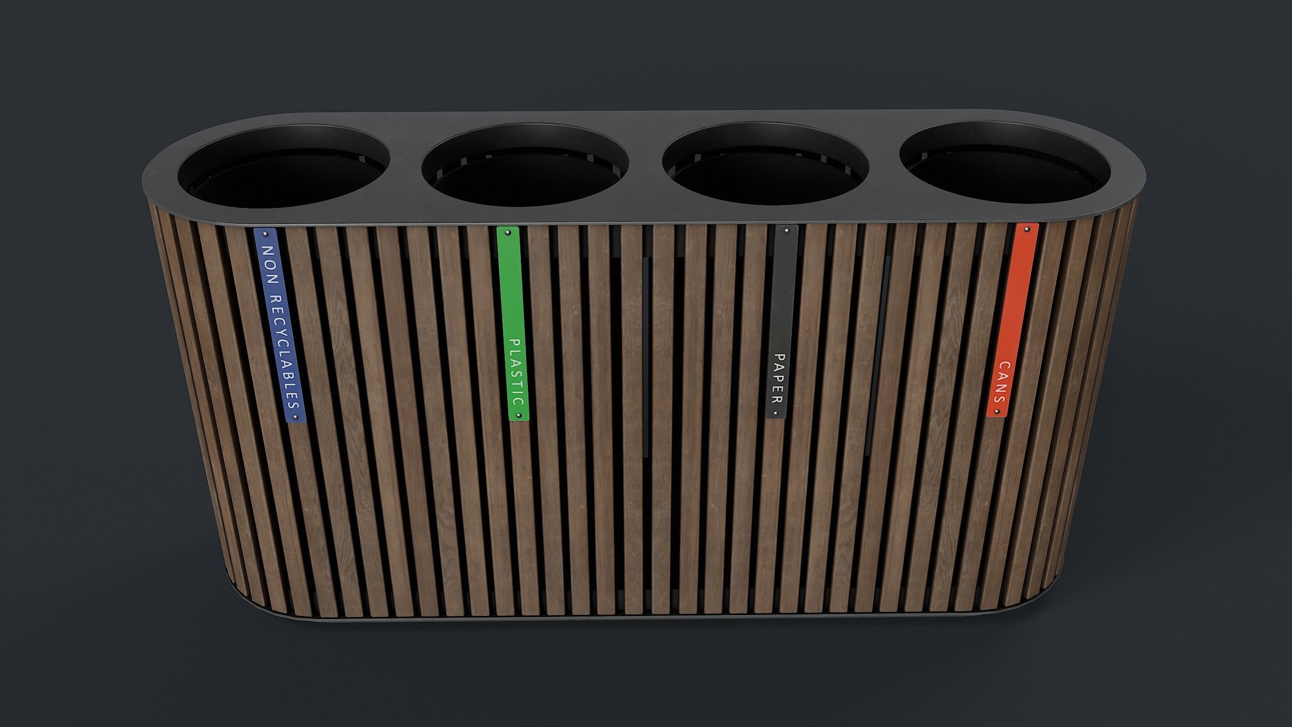 Street Trash Can 44 PBR Game Ready Low-poly 3D model_3