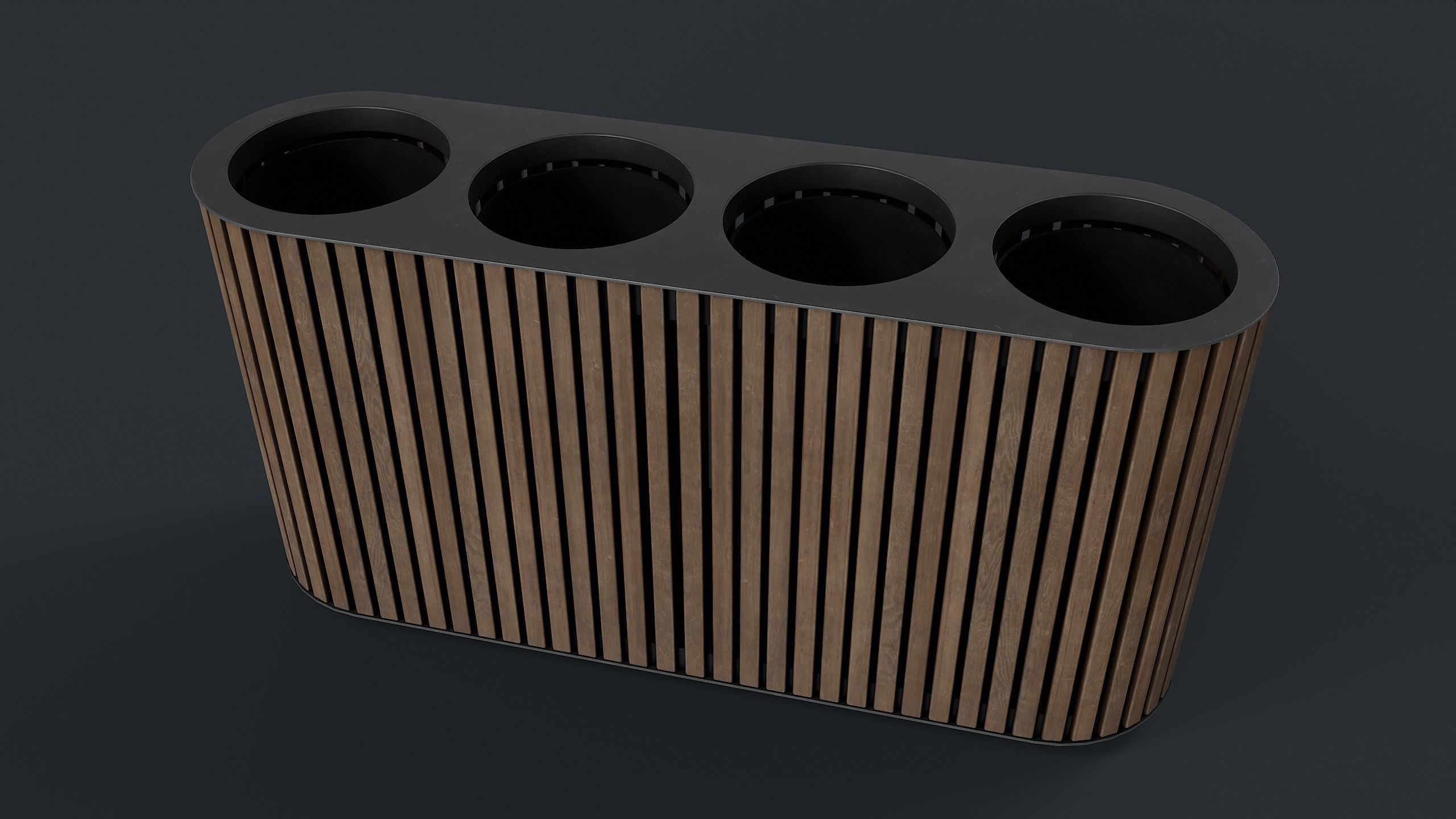 Street Trash Can 44 PBR Game Ready Low-poly 3D model_7