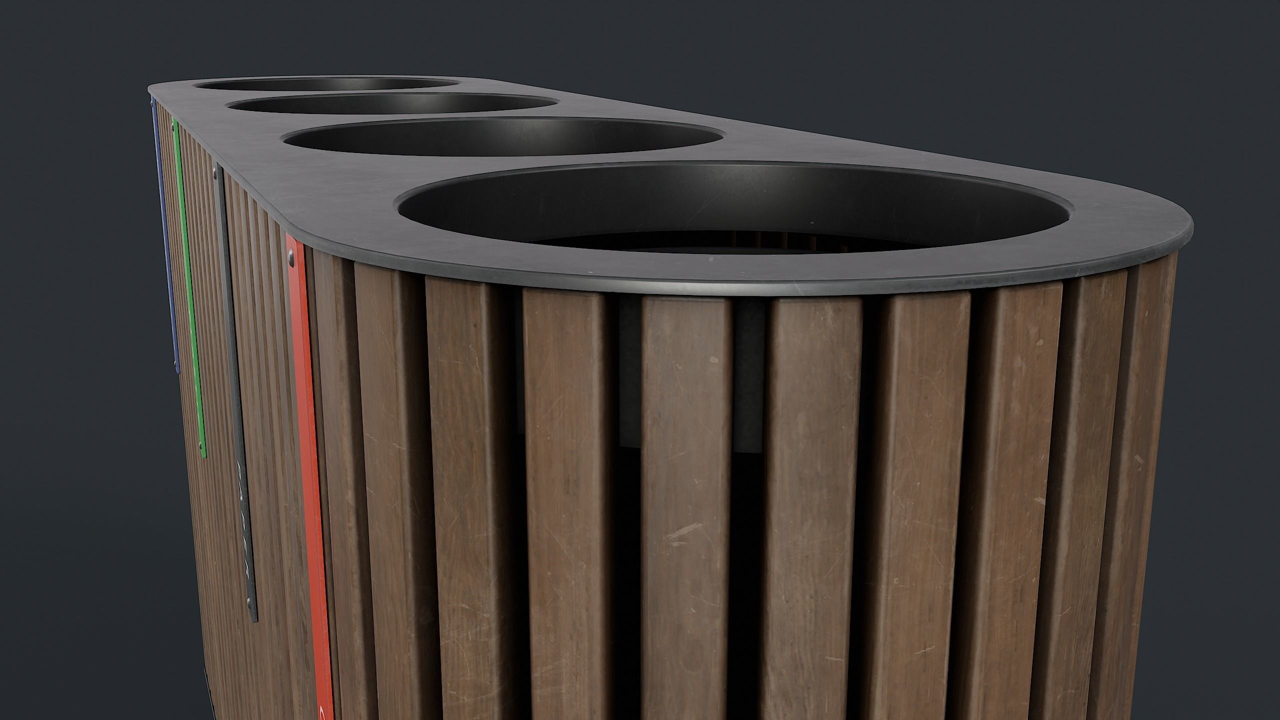 Street Trash Can 44 PBR Game Ready Low-poly 3D model_14