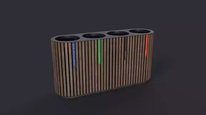 Street Trash Can 44 PBR Game Ready Low-poly 3D model