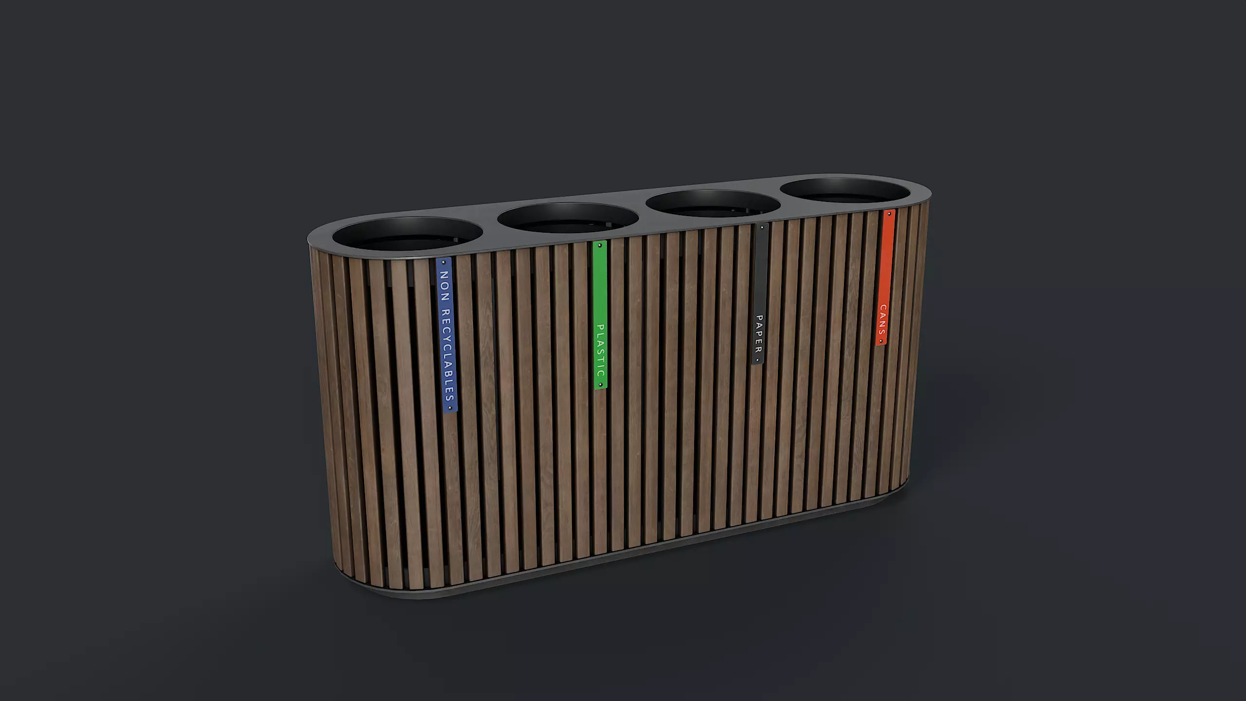 Street Trash Can 44 PBR Game Ready Low-poly 3D model_0