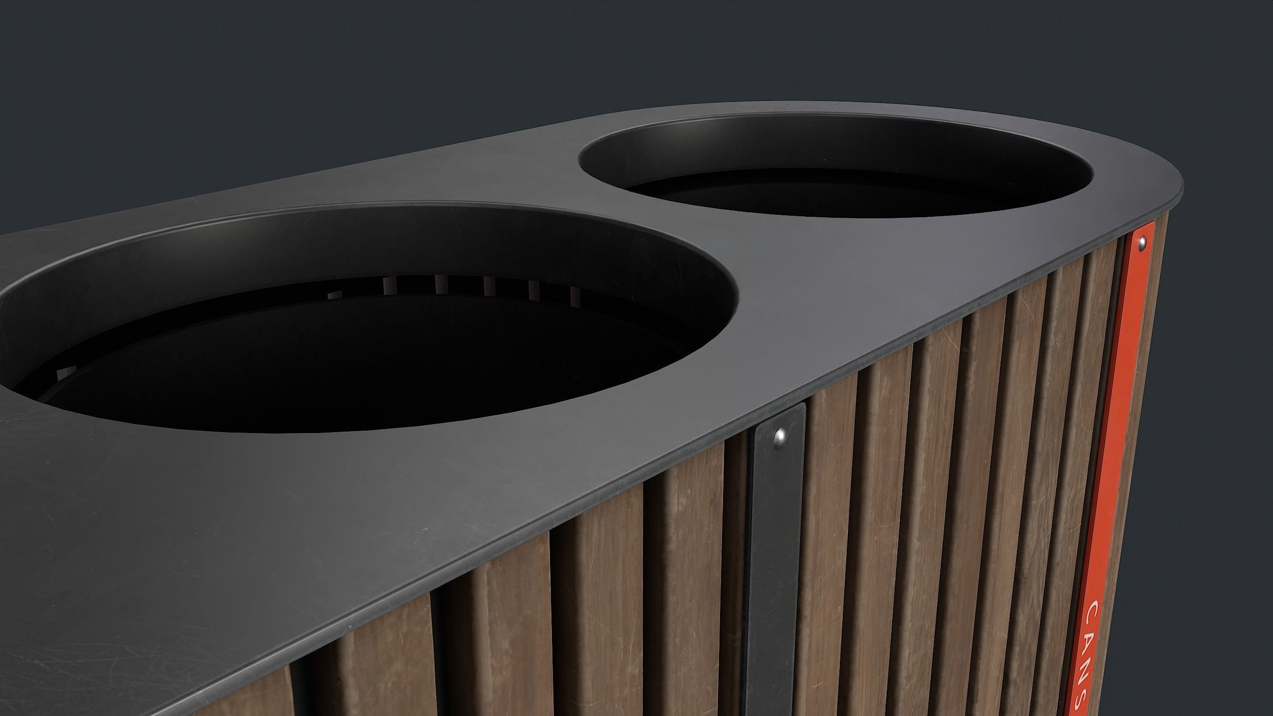 Street Trash Can 44 PBR Game Ready Low-poly 3D model_15